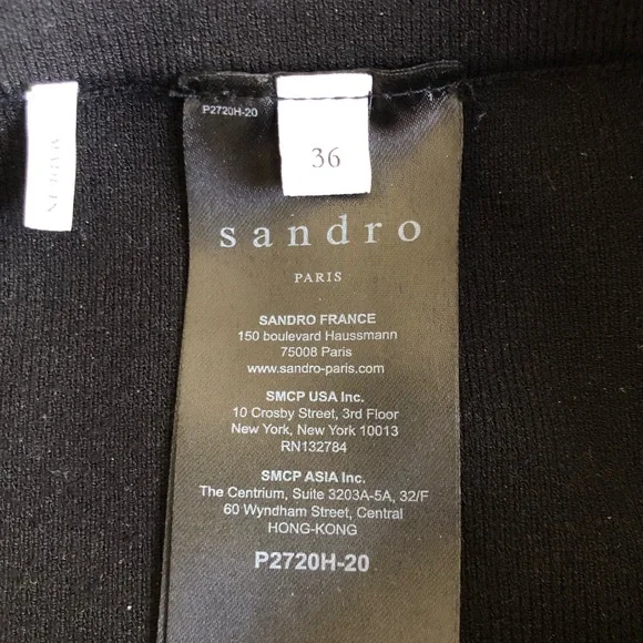 SANDRO PARIS Women’s Black High Waisted White Stripe Wide-Leg Knit Pants Sz 4